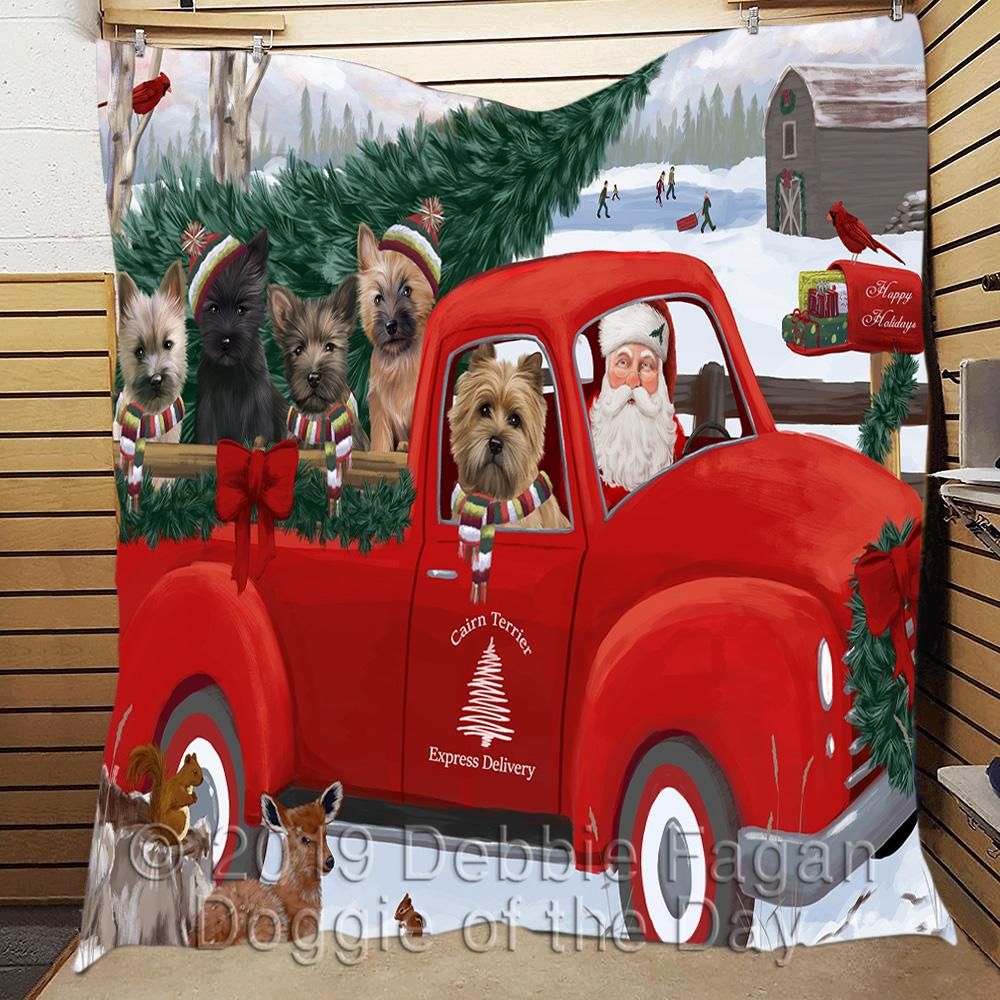litzzy Cairn Terrier Red Truck Christmas CL18110548MDQ Fleece Blanket Quilt Blanket   