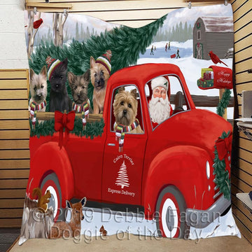 litzzy Cairn Terrier Red Truck Christmas CL18110548MDQ Fleece Blanket Quilt Blanket   