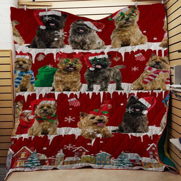 litzzy Cairn Terrier Snow Christmas CL11120127MDQ Fleece Blanket Quilt Blanket   