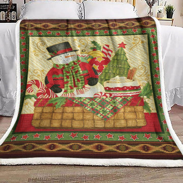 litzzy Cake Candy Snowman Christmas BL1610050F Sherpa Fleece Blanket Sherpa Fleece Blanket   
