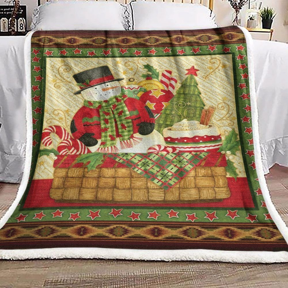 litzzy Cake Candy Snowman Christmas GS-CL-LD2906 Sherpa Fleece Blanket Sherpa Fleece Blanket   