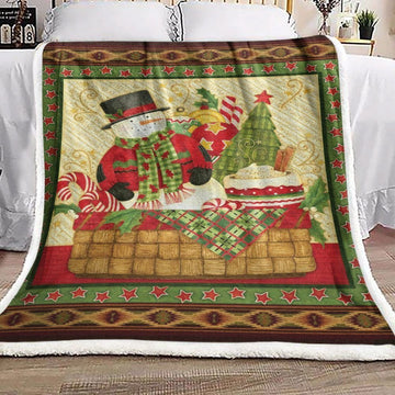 litzzy Cake Candy Snowman Christmas GS-CL-LD2906 Sherpa Fleece Blanket Sherpa Fleece Blanket   