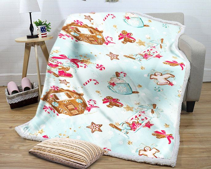 litzzy Cakes For Christmas GS-LD1111 Sherpa Fleece Blanket Sherpa Fleece Blanket   