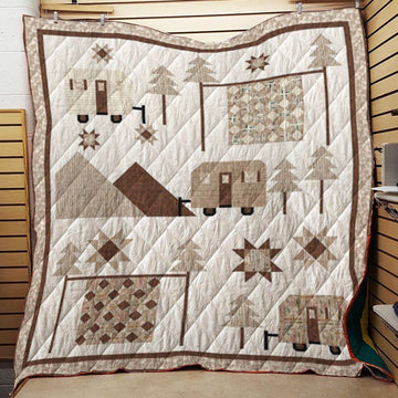 litzzy Camping Christmas CL12120085MDQ Fleece Blanket Quilt Blanket   