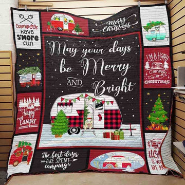 litzzy Camping Christmas CLA06120824Q Fleece Blanket Quilt Blanket   