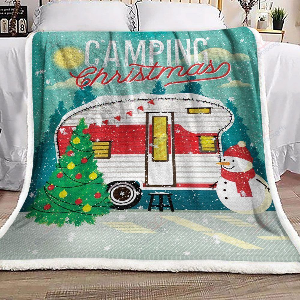 litzzy Camping Christmas GS-CL-KC1208 Sherpa Fleece Blanket Sherpa Fleece Blanket   