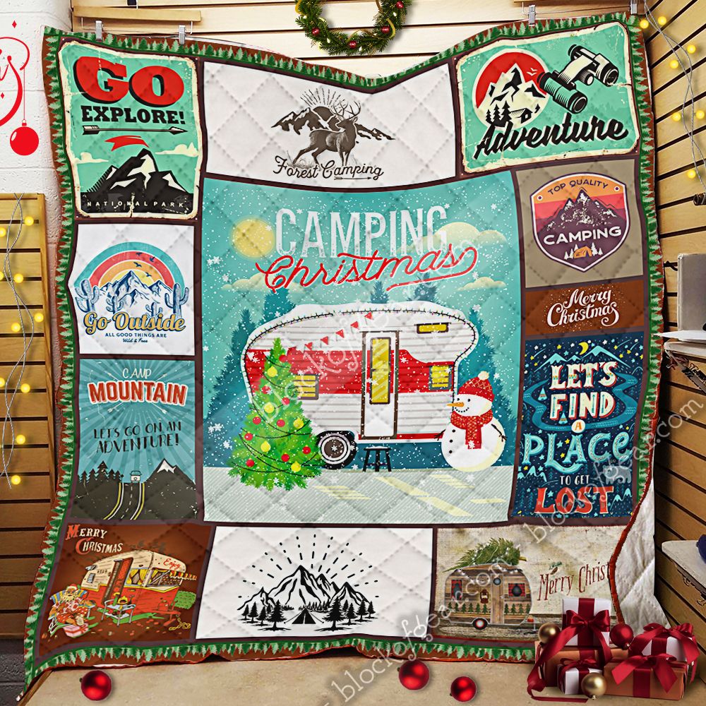 litzzy Camping Christmas GS-CL-LD3012 Fleece Blanket Quilt Blanket   