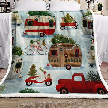 litzzy Camping Christmas NT021039F Sherpa Fleece Blanket Sherpa Fleece Blanket   