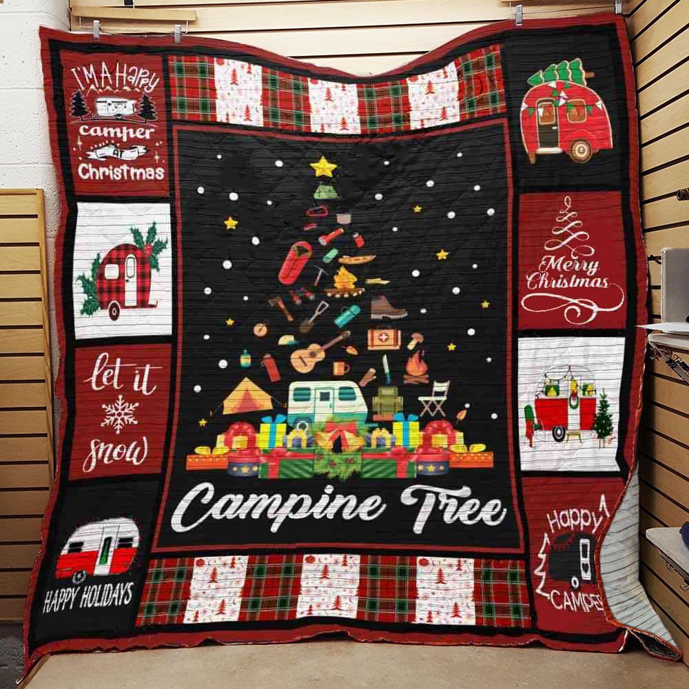 litzzy Camping Christmas Fleece Blanket ABC07112450 Quilt Blanket   
