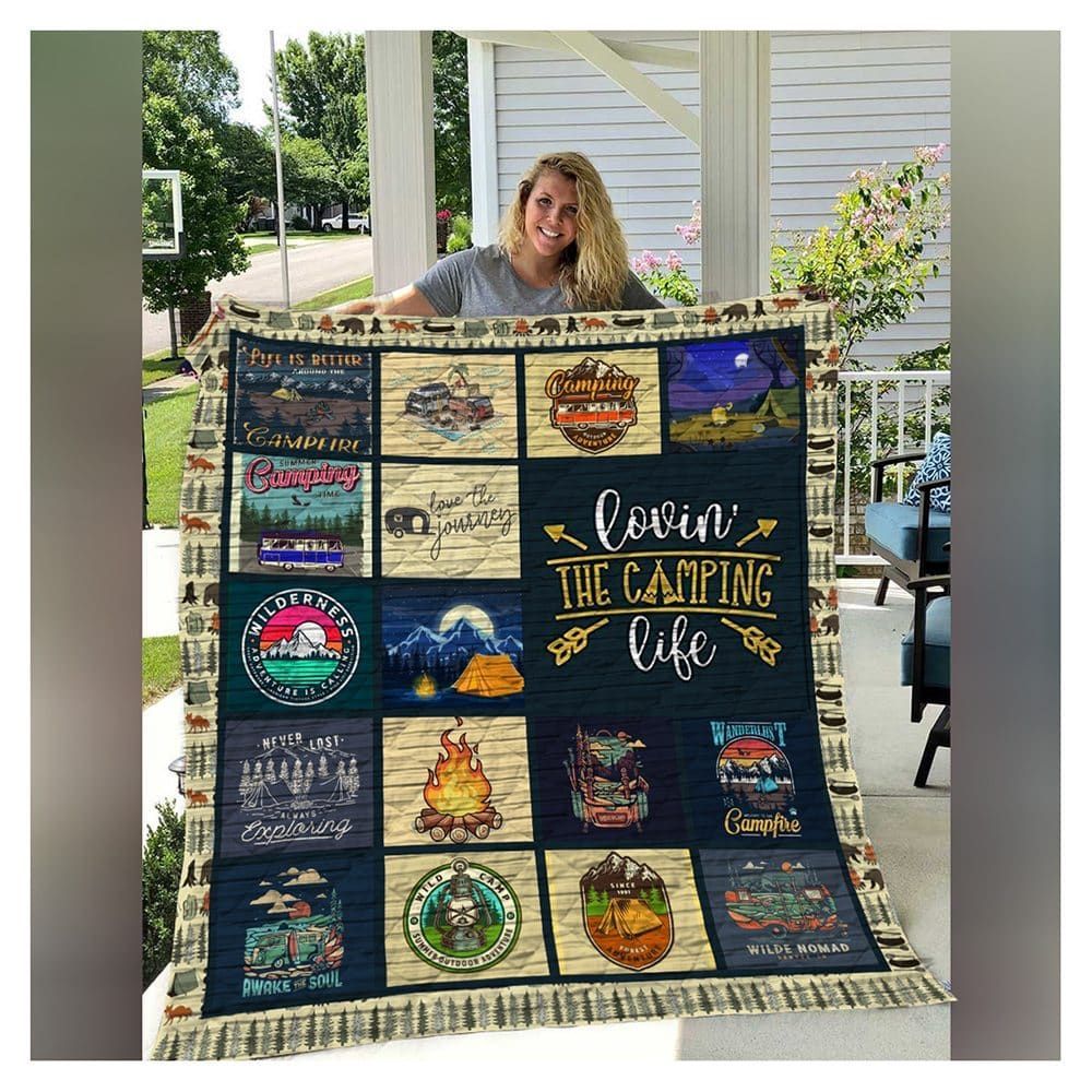 litzzy Camping Lovin The Camping Life Fleece Blanket Christmas Christmas Gifts Merry Christmas Holiday Gifts Gift Dhc03011713Dd Quilt Blanket   