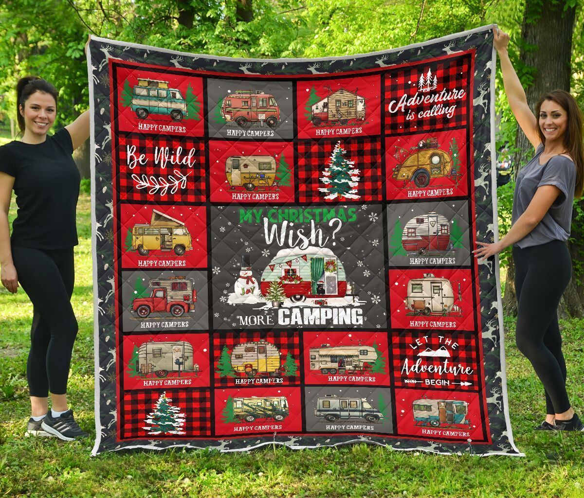 litzzy Camping My Christmas Wish CL11120135MDQ Fleece Blanket Quilt Blanket   