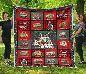 litzzy Camping My Christmas Wish CL11120135MDQ Fleece Blanket Quilt Blanket   