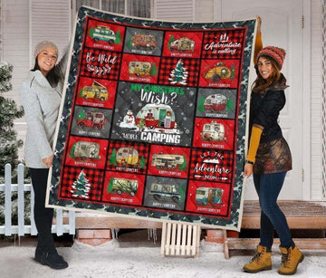 litzzy Camping My Christmas Wish NC1909095CL Fleece Blanket Quilt Blanket   