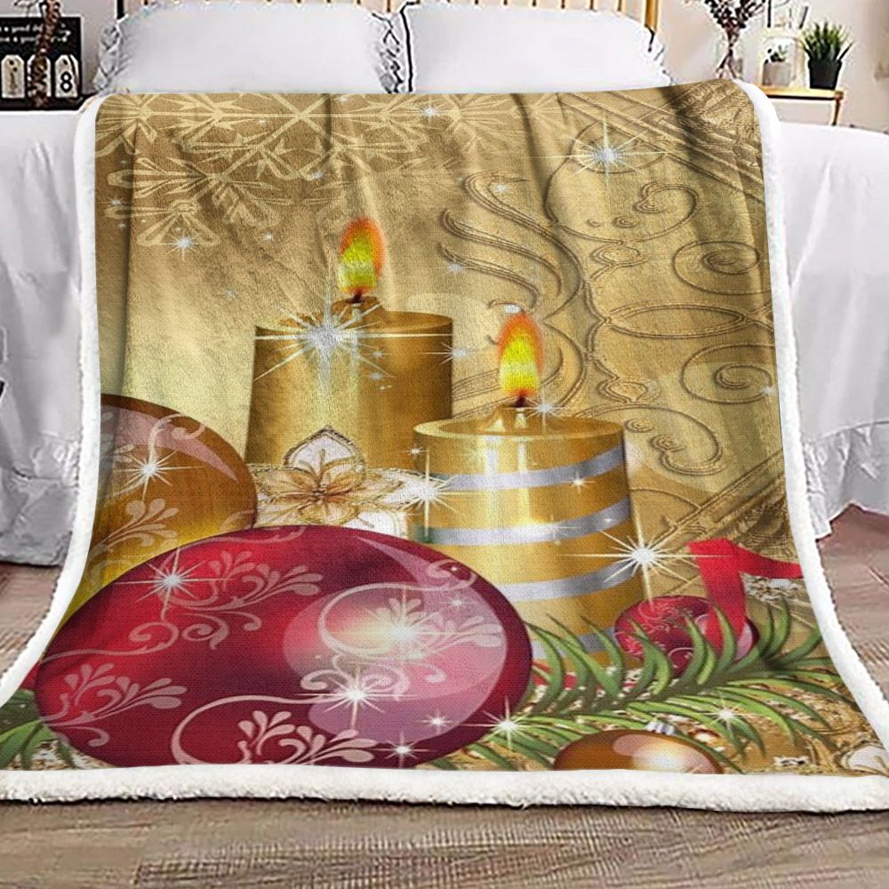 litzzy Candle Christmas HN2910032F Sherpa Fleece Blanket Sherpa Fleece Blanket   