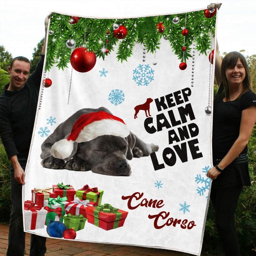 litzzy Cane Corso Christmas CL20110338MDF Sherpa Fleece Blanket Sherpa Fleece Blanket   