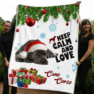 litzzy Cane Corso Christmas CL20110338MDF Sherpa Fleece Blanket Sherpa Fleece Blanket   