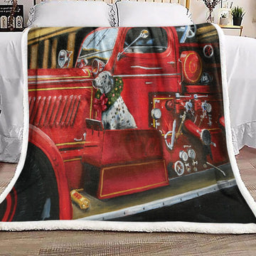 litzzy Car Christmas Dog VD1510032F Sherpa Fleece Blanket fleece blanket   
