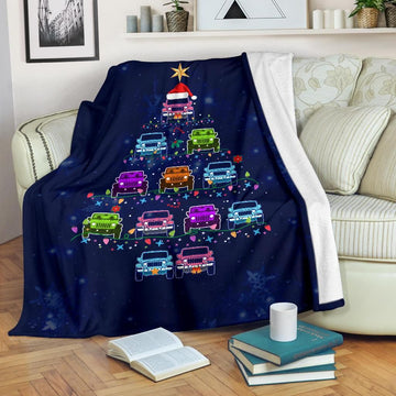 litzzy Car Christmas Tree CLH2312076F Sherpa Fleece Blanket Sherpa Fleece Blanket   