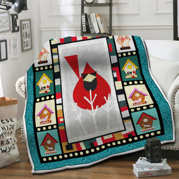 litzzy Cardinal Bird Fleece Blanket HST19103675 Fleece Blanket   
