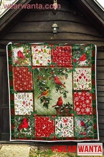 litzzy Cardinal Bird Christmas CLP2312182Q Fleece Blanket Quilt Blanket   