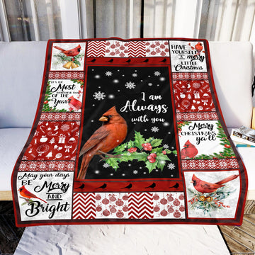 litzzy Cardinal Bird Christmas I Am Always With You GS-CL-LD1911 Sherpa Fleece Blanket Sherpa Fleece Blanket   