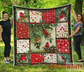 litzzy Cardinal Bird Christmas Fleece Blanket ABC041103 Quilt Blanket   