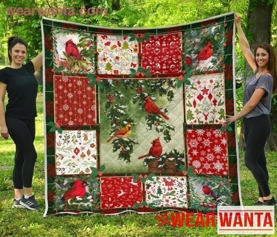 litzzy Cardinal Bird Christmas Theme CLH1412050Q Fleece Blanket Quilt Blanket   