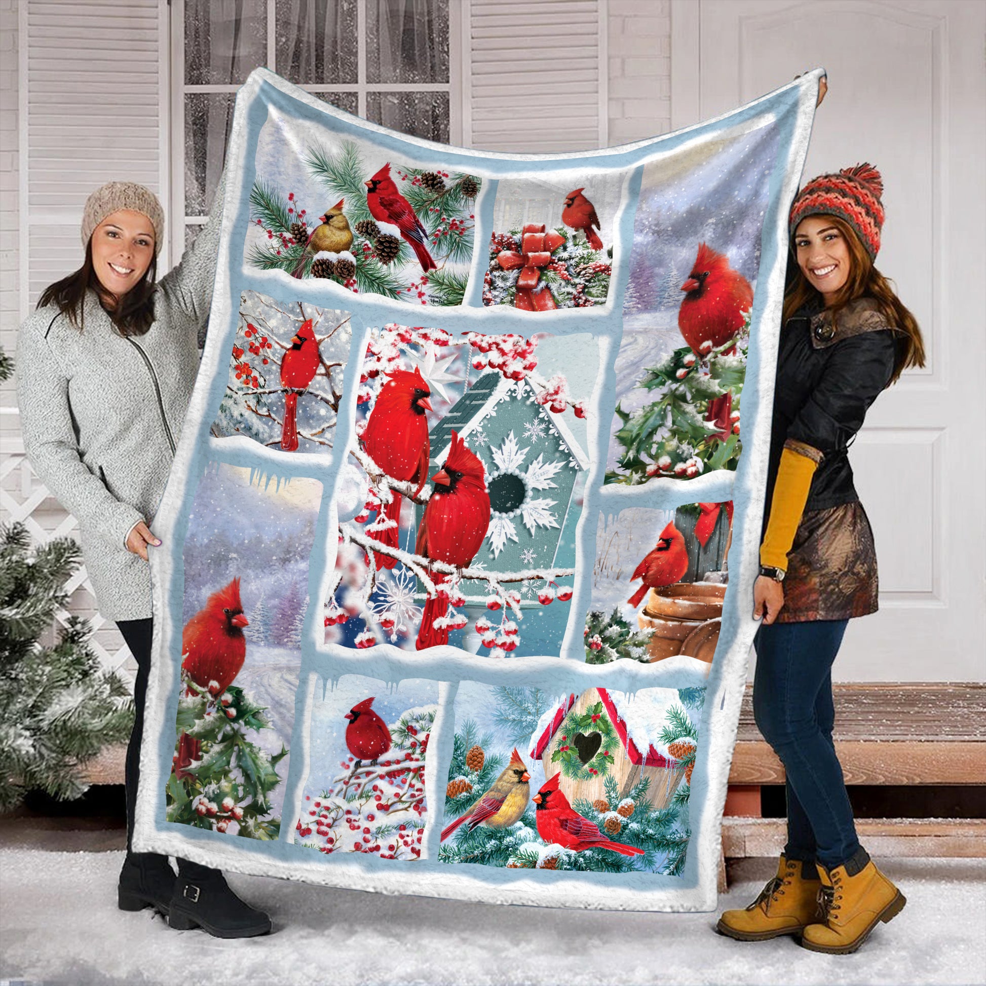 litzzy Cardinal Christmas AAA161105TA Fleece Blanket Sherpa Fleece Blanket   