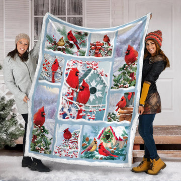 litzzy Cardinal Christmas AAA161105TA Fleece Blanket Sherpa Fleece Blanket   