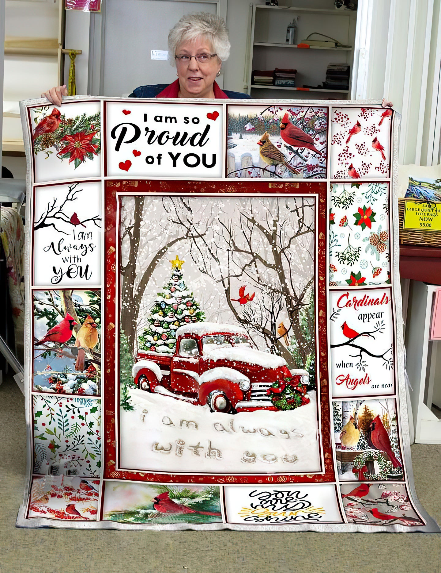 litzzy Cardinal Christmas Bird DPC161102 Fleece Blanket Quilt Blanket   