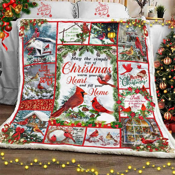 litzzy Cardinal Christmas CL11100033MDF Sherpa Fleece Blanket Sherpa Fleece Blanket   