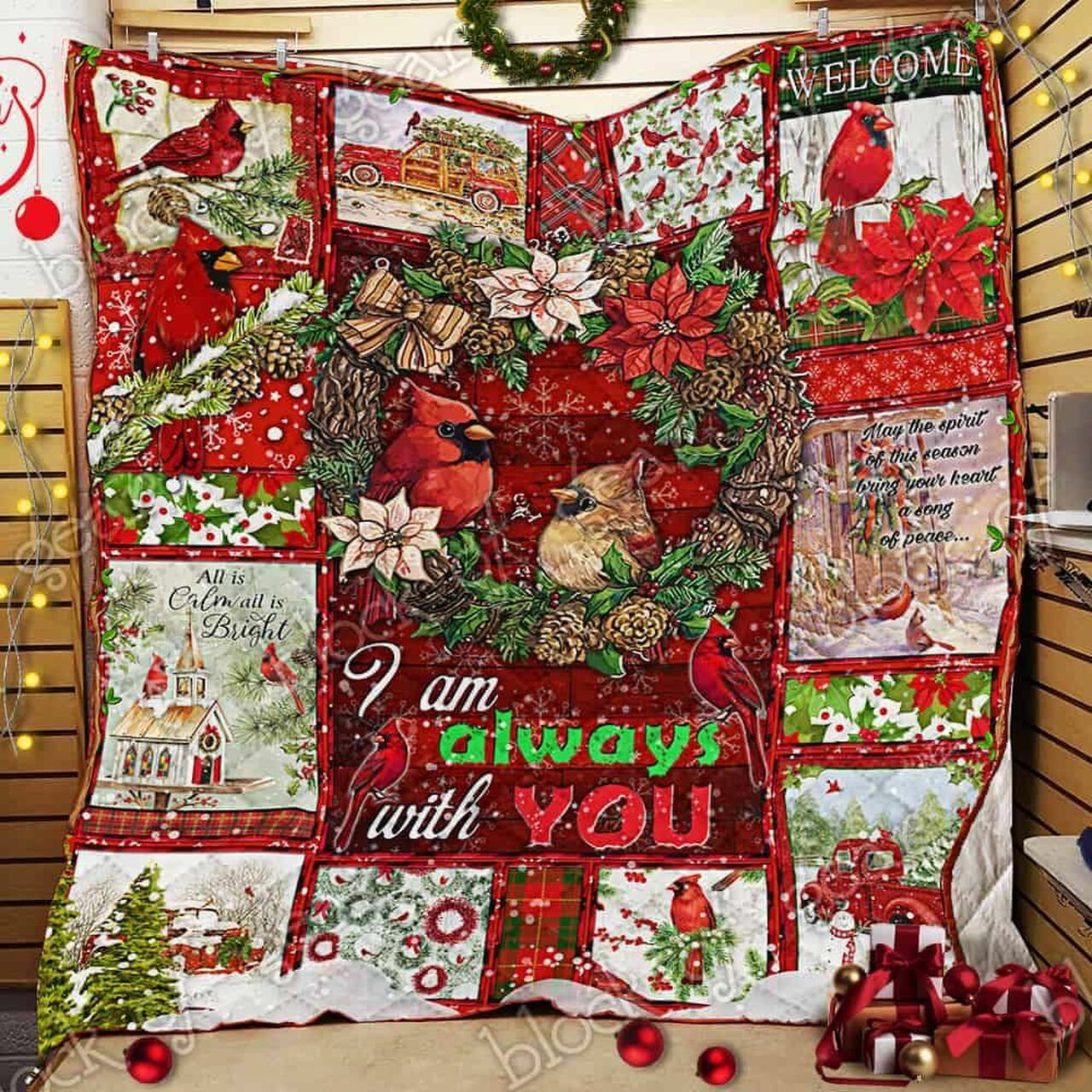 litzzy Cardinal Christmas DAC141103 Fleece Blanket Quilt Blanket   