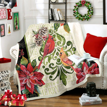 litzzy Cardinal Christmas HT1412103TT Sherpa Fleece Blanket Sherpa Fleece Blanket   