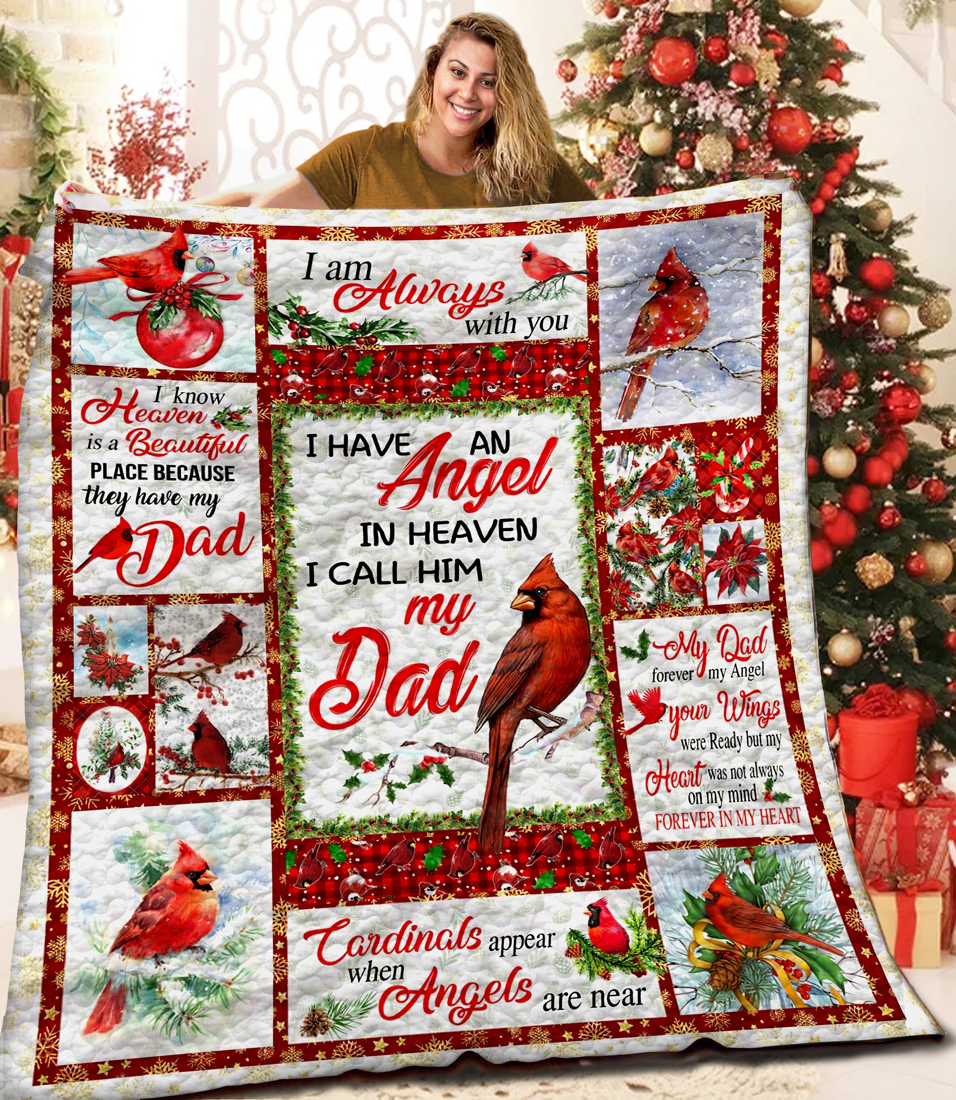 litzzy Cardinal Christmas MMM121101MI Fleece Blanket Quilt Blanket   