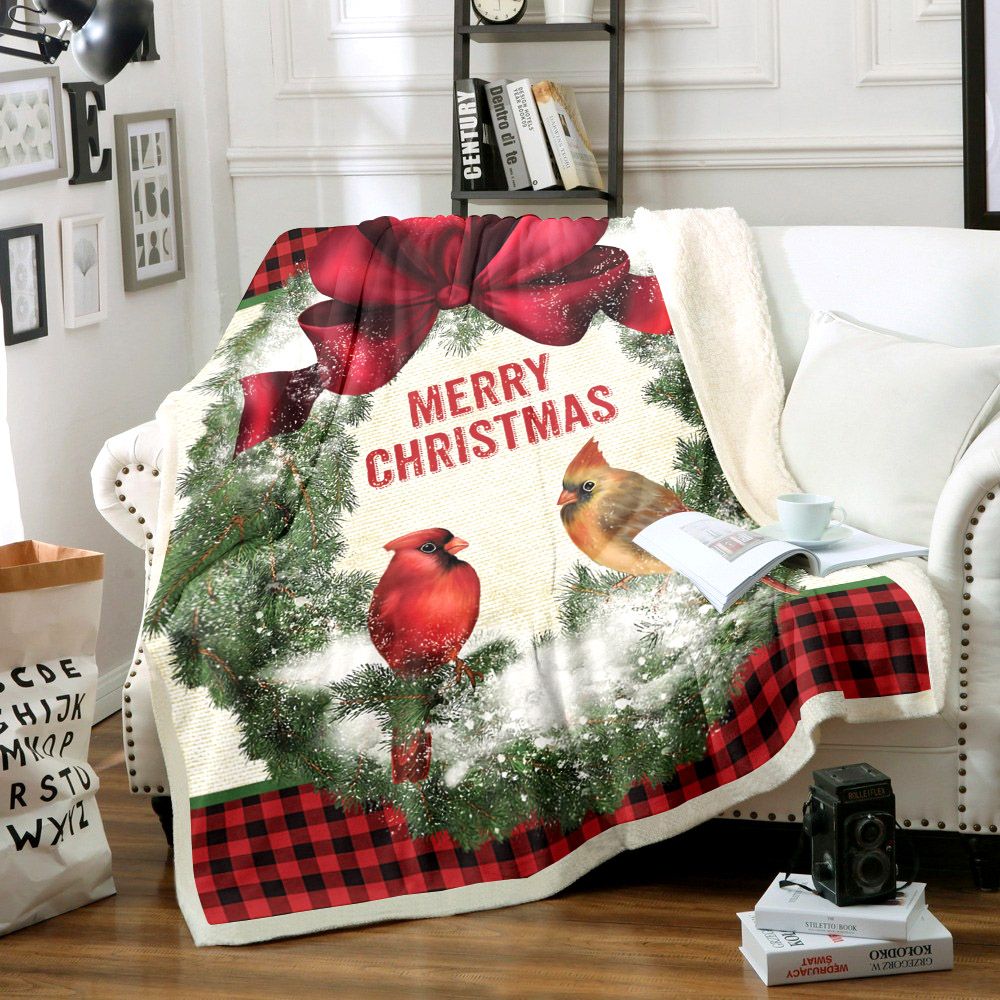 litzzy Cardinal Christmas NN1312018TT Sherpa Fleece Blanket Sherpa Fleece Blanket   