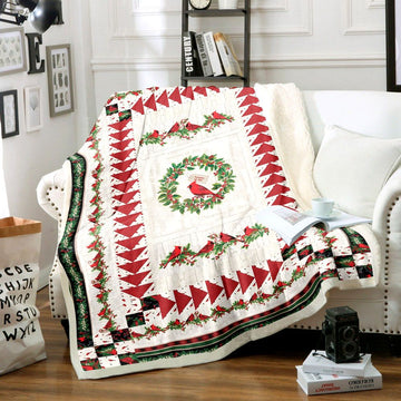 litzzy Cardinal Christmas NN1712025TT Sherpa Fleece Blanket Sherpa Fleece Blanket   