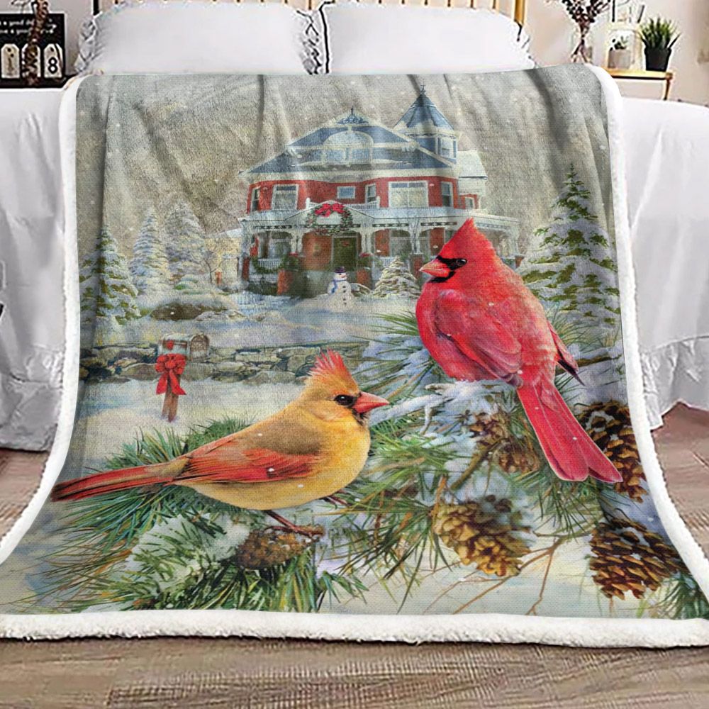 litzzy Cardinal Christmas NT2310044F Sherpa Fleece Blanket Sherpa Fleece Blanket   