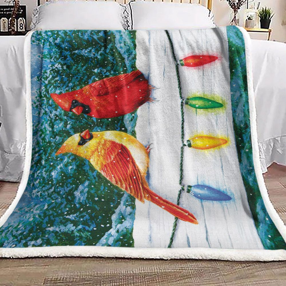 litzzy Cardinal Christmas NT2310046F Sherpa Fleece Blanket Sherpa Fleece Blanket   