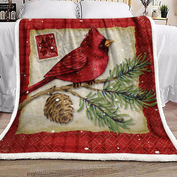 litzzy Cardinal Christmas NT2310049F Sherpa Fleece Blanket Sherpa Fleece Blanket   