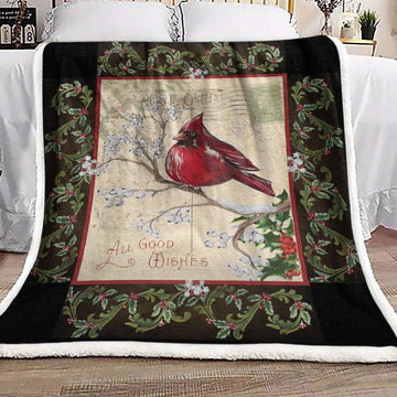 litzzy Cardinal Christmas NT2310050F Sherpa Fleece Blanket Sherpa Fleece Blanket   