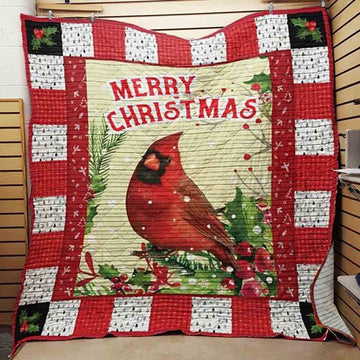 litzzy Cardinal Christmas Fleece Blanket ABC07113251 Quilt Blanket   