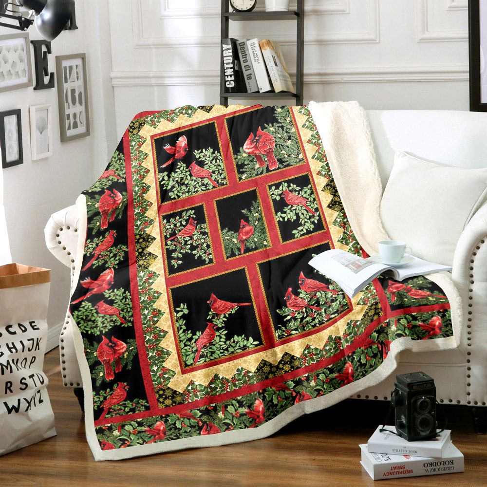 litzzy Cardinal Christmas TT2811019TT Sherpa Fleece Blanket Sherpa Fleece Blanket   