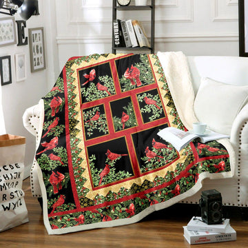 litzzy Cardinal Christmas TT2811019TT Sherpa Fleece Blanket Sherpa Fleece Blanket   