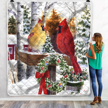 litzzy Cardinal Couple Christmas NI1409006HN Sherpa Fleece Blanket Sherpa Fleece Blanket   
