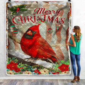 litzzy Cardinal Merry Christmas American NI2110139KL Sherpa Fleece Blanket Sherpa Fleece Blanket   