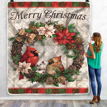 litzzy Cardinal Merry Christmas NI1209012HN Sherpa Fleece Blanket Sherpa Fleece Blanket   