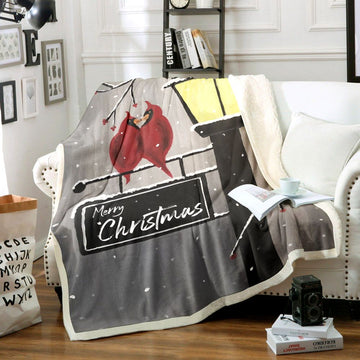 litzzy Cardinal Merry Christmas NN0111026TT Sherpa Fleece Blanket Sherpa Fleece Blanket   