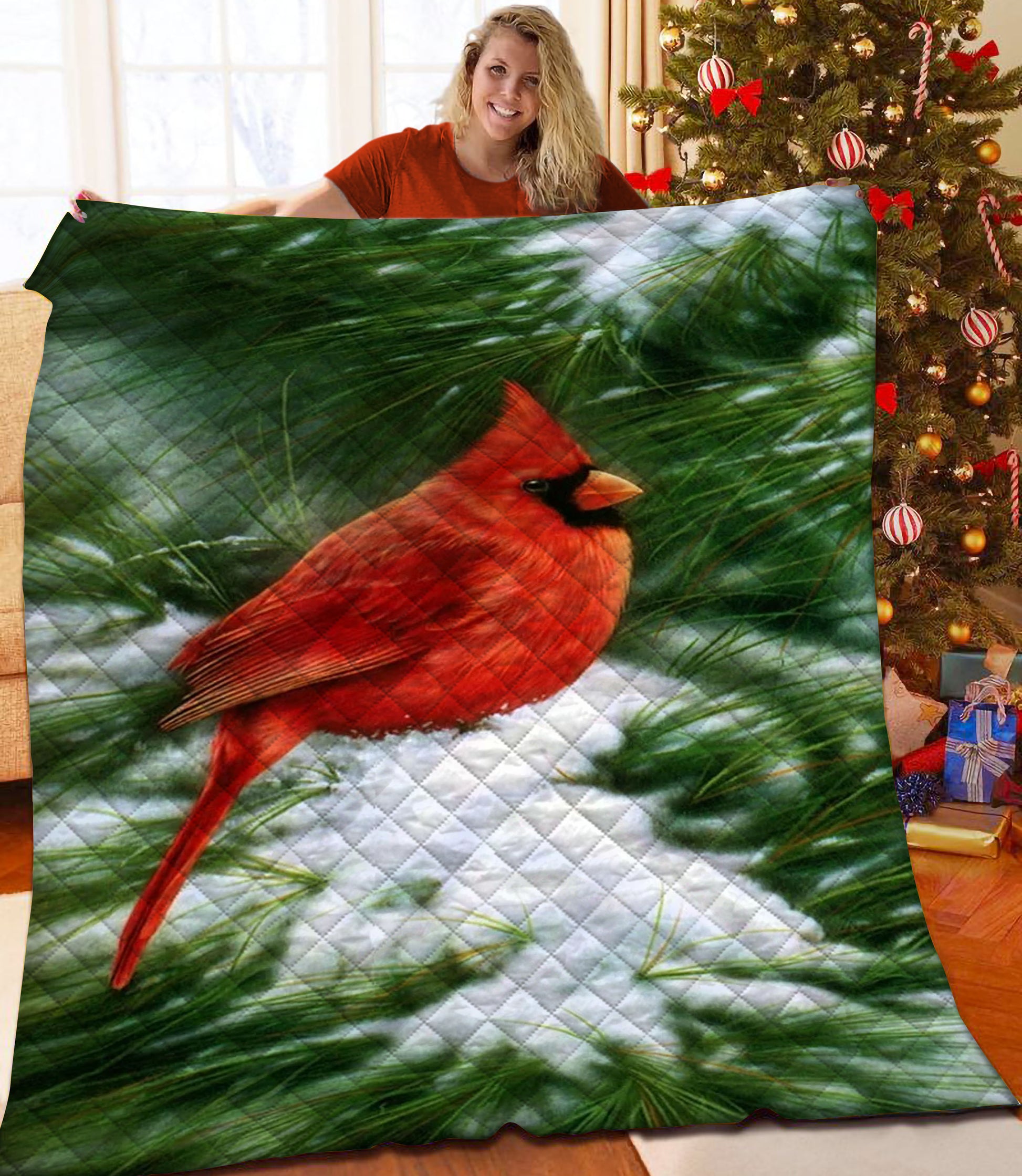 litzzy Cardinal Fleece Blanket HST25102186 Quilt Blanket   
