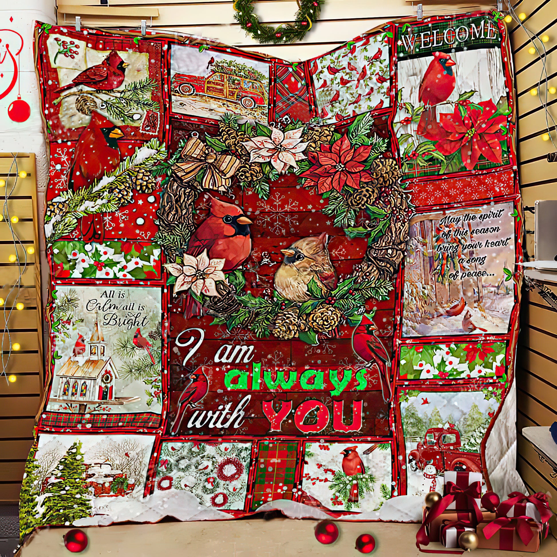 litzzy Cardinal Red Christmas DPC121102 Fleece Blanket Quilt Blanket   