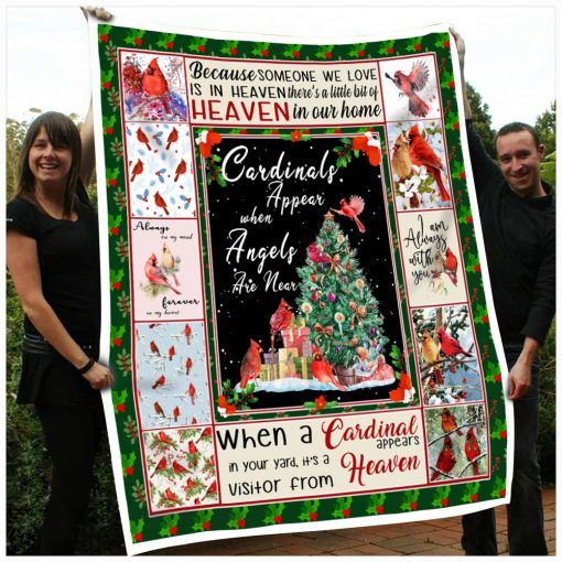 litzzy Cardinals Christmas Appear When Angels Are Near CL18110036MDF Sherpa Fleece Blanket Sherpa Fleece Blanket   